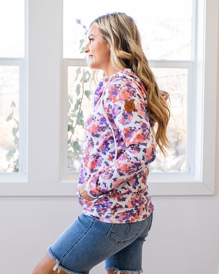 NEW! Lindsay Half Zip Hoodie - Purple Abstract