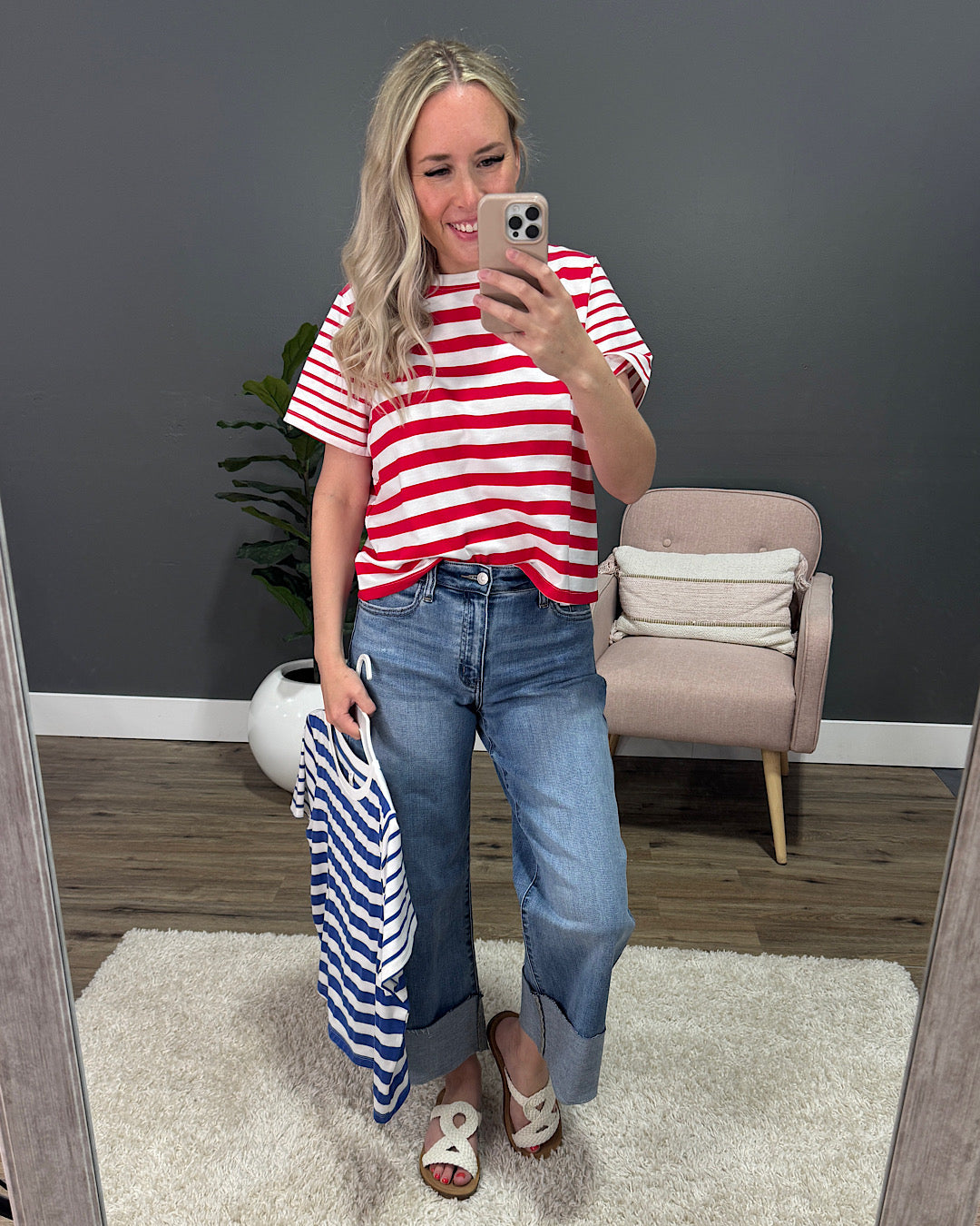 Carmen Striped Top - Cherry Wishlist