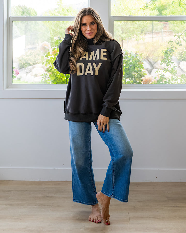 NEW! Game Day Reversible Mock Neck Sweatshirt - Muddy Gray