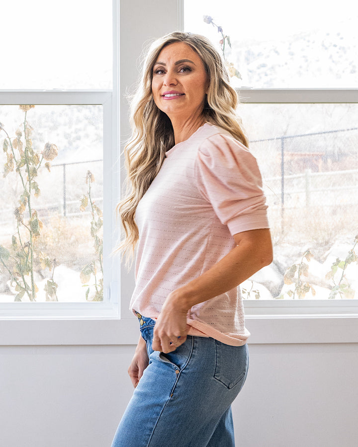 NEW! Vera Pointelle Puff Sleeve Top - Pink Lovely Melody