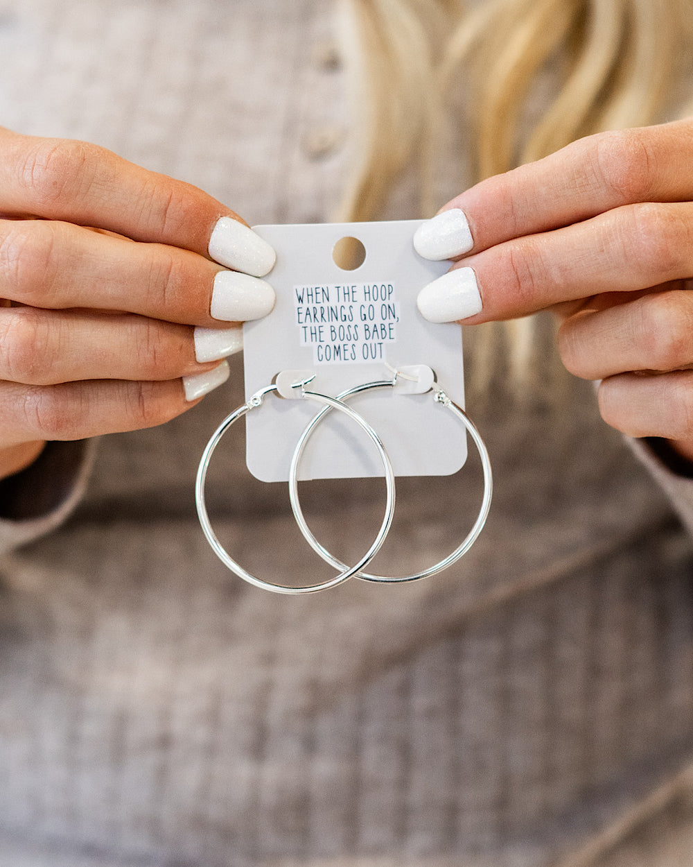 NEW! Silver Hoop Earrings Trendy Wholesale