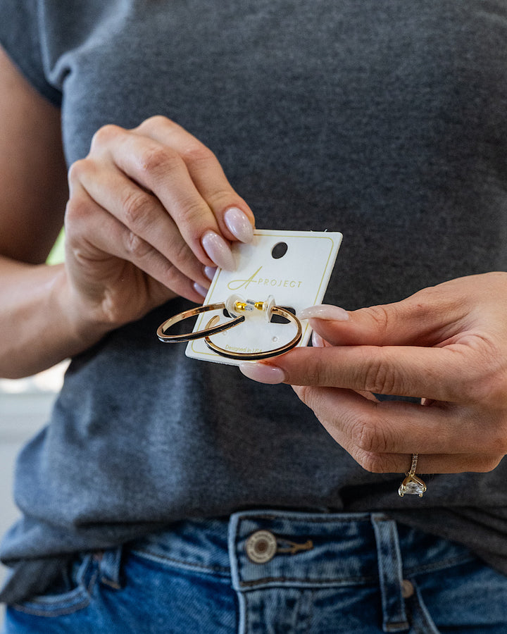 Color Filled Open Hoop Earrings - Black