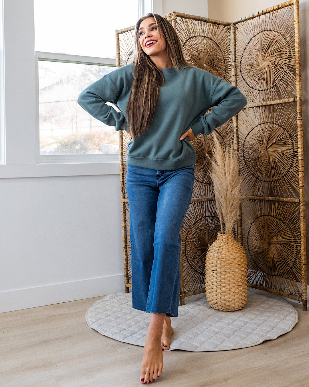 NEW! Cozy Crewneck Sweatshirt - Ash Jade Zenana