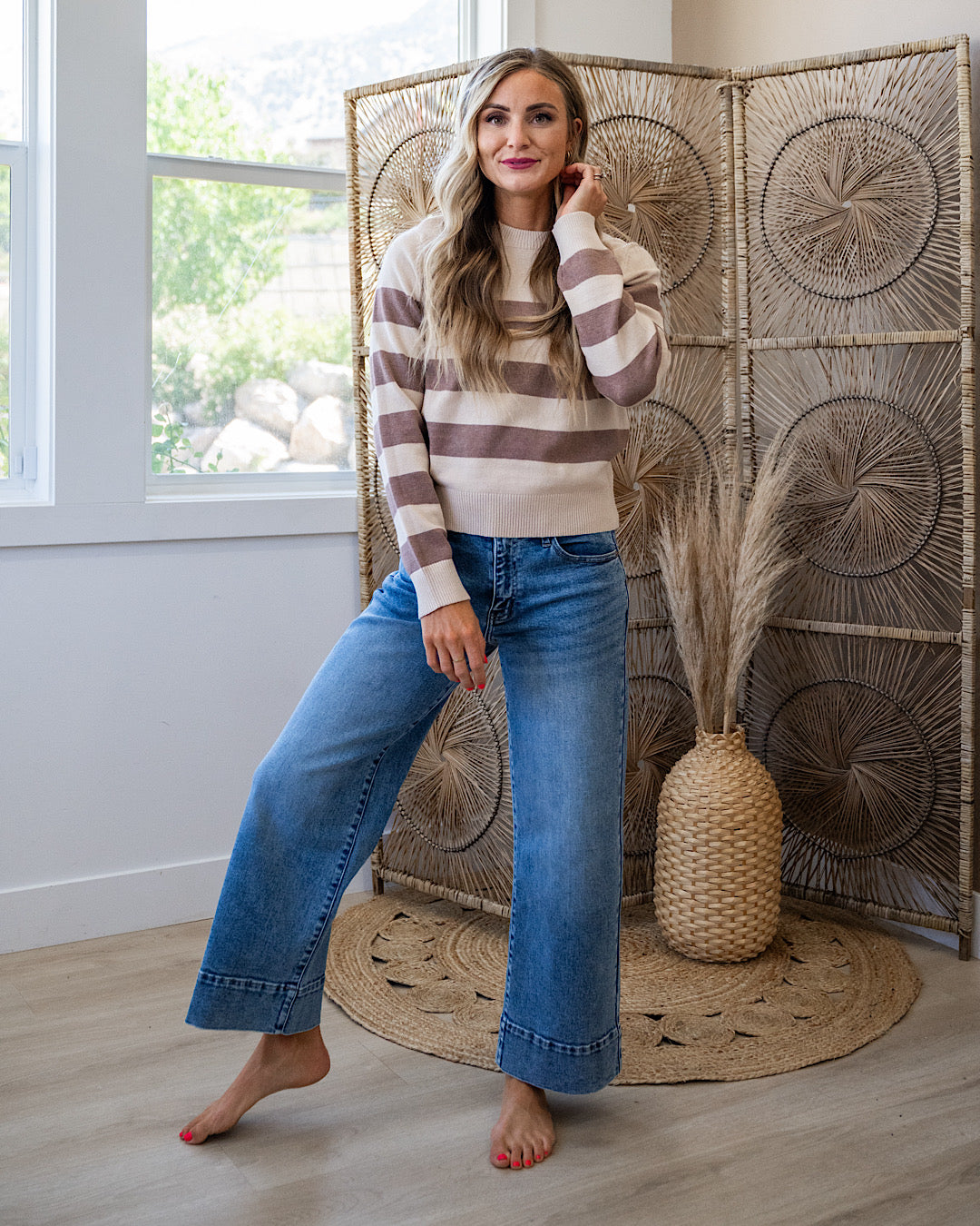 NEW! Gloria Striped Sweater - Cream & Mocha