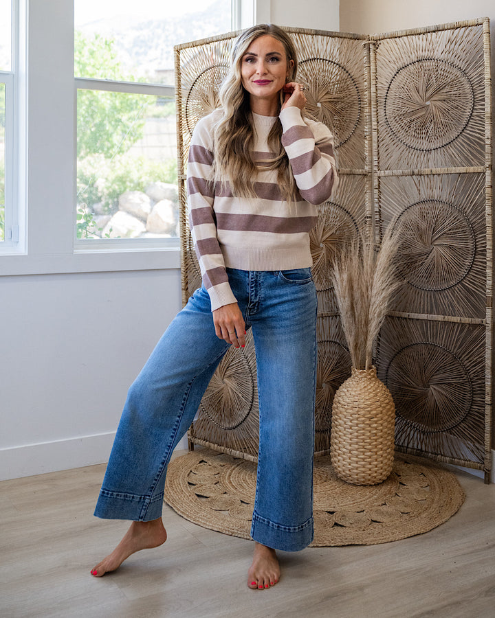 NEW! Gloria Striped Sweater - Cream & Mocha