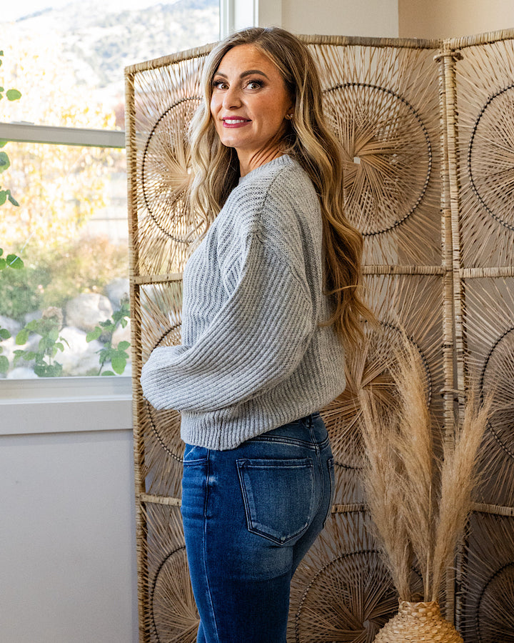 NEW! Evie Ribbed Knit Sweater - Heather Gray Hyfve