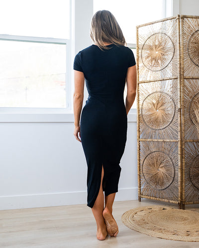 Carly Ribbed Midi Dress - Black  Be Cool   