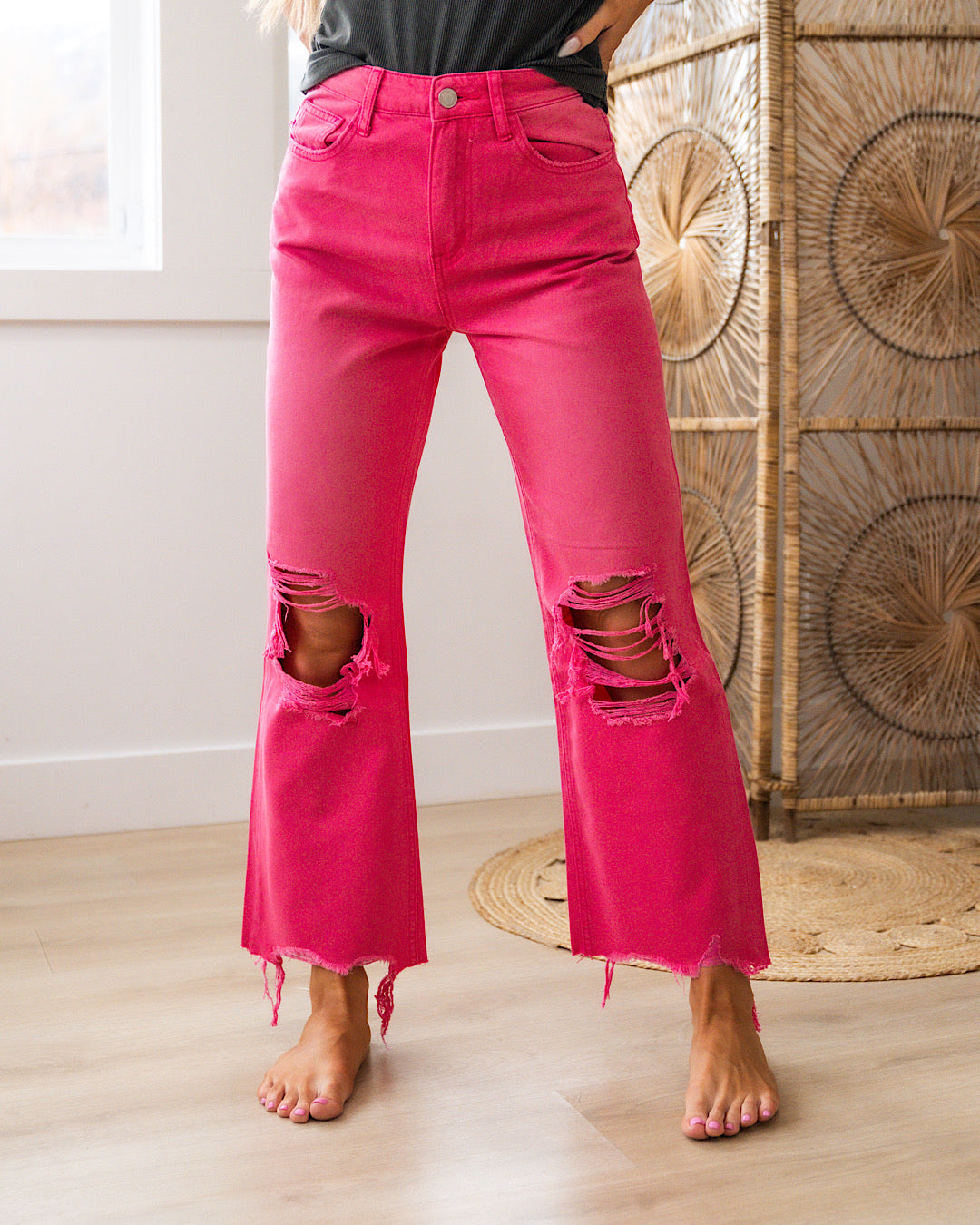 NEW! Vervet Hot Pink 90's Crop Flare Jeans  Vervet   