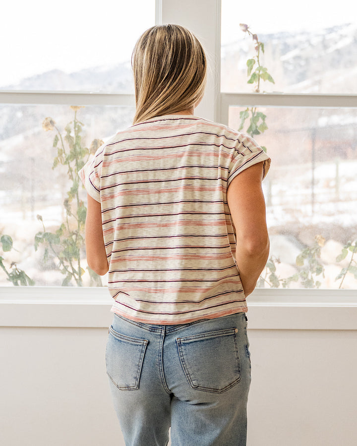 NEW! Alicia Striped Slub Knit Top - Pink