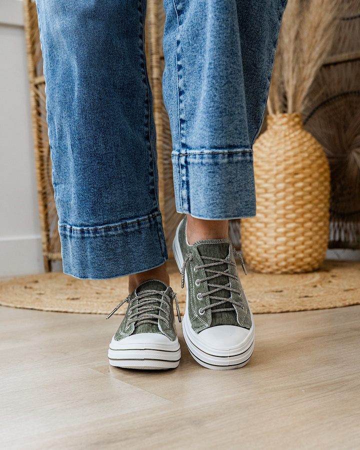 NEW! Very G Aman Velvet Sneakers - Sage Very G