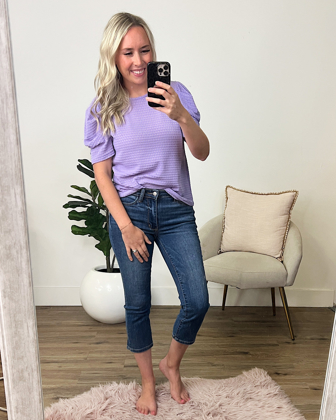 Jada Textured Puff Sleeve Top - Purple FINAL SALE  Lovely Melody   