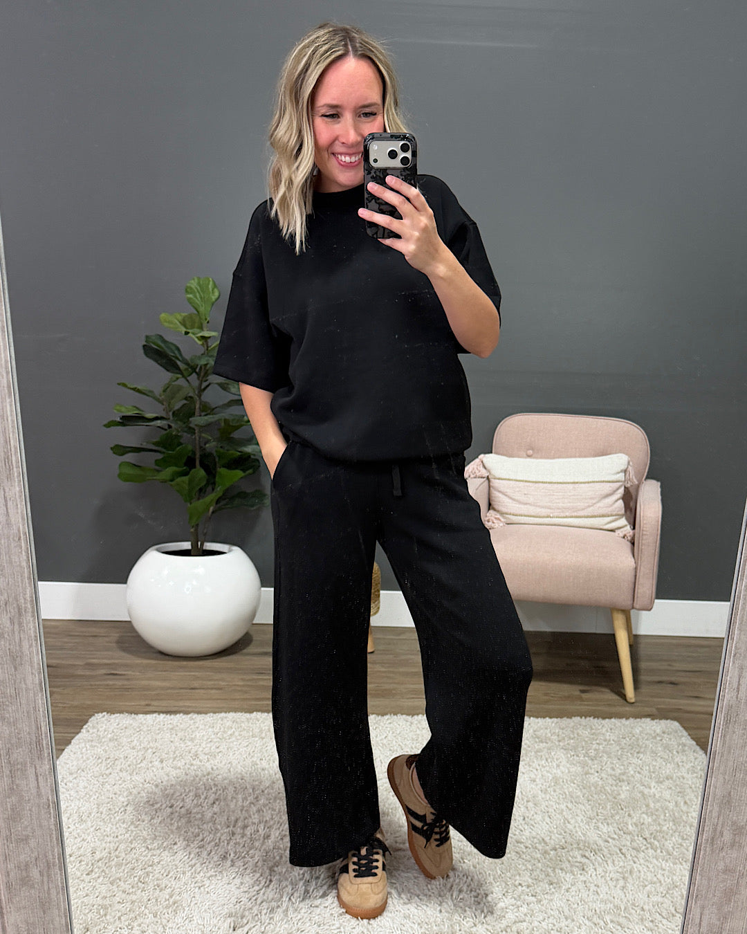 NEW! Kendall Scuba Fabric Wide Leg Pants - Black