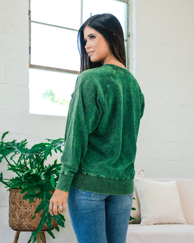 Girlfriend Crewneck Sweatshirt - Ash Dark Green  Zenana   