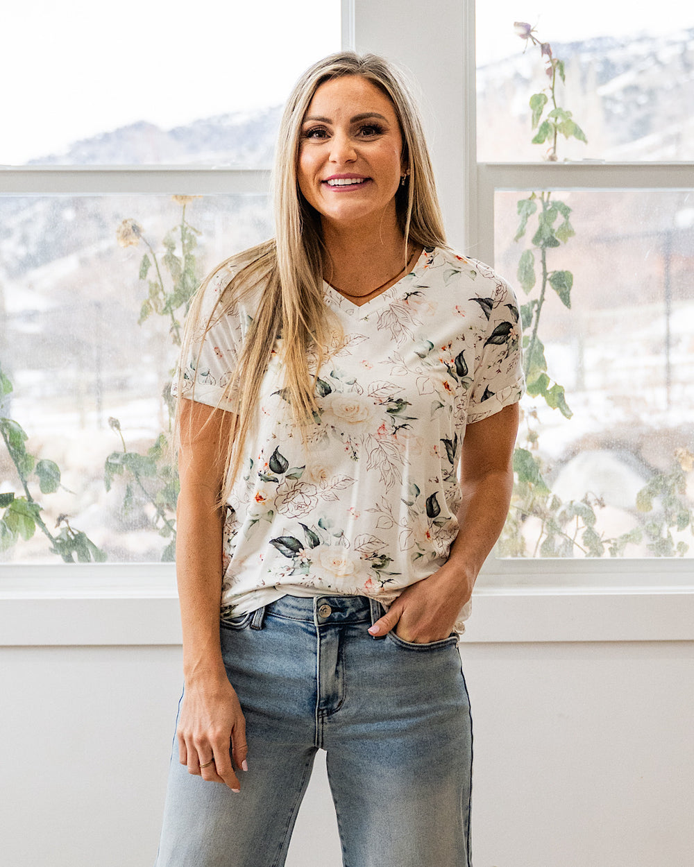 NEW! Sophie V Neck Top - Vintage Floral Michelle Mae