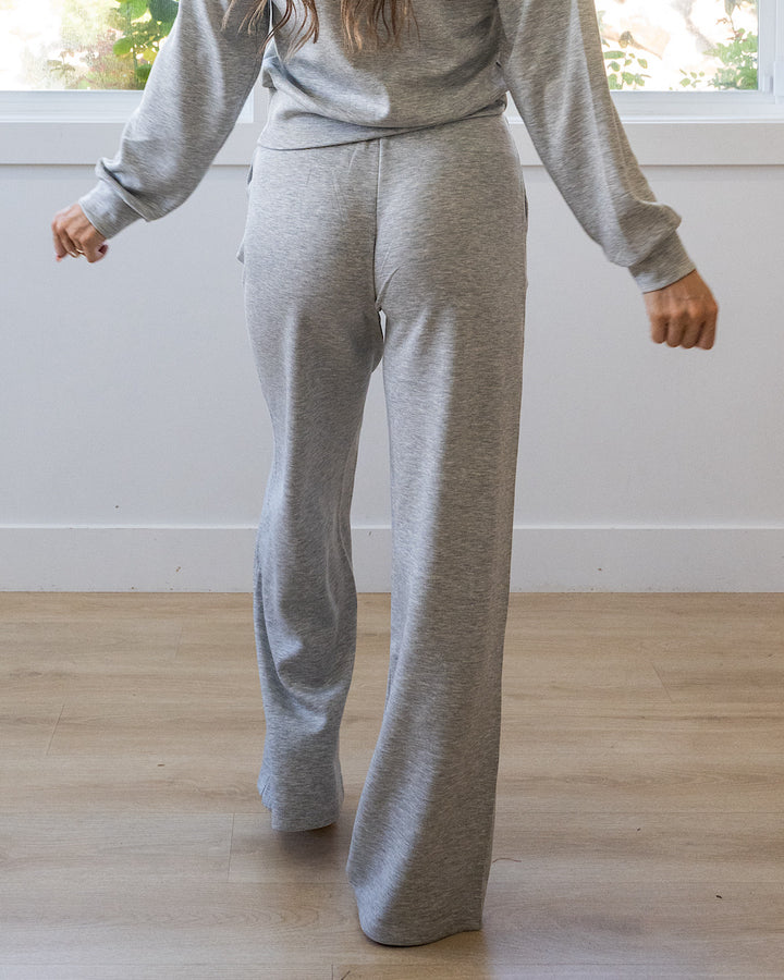 NEW! Nova Scuba Fabric Wide Leg Pants - Heather Gray
