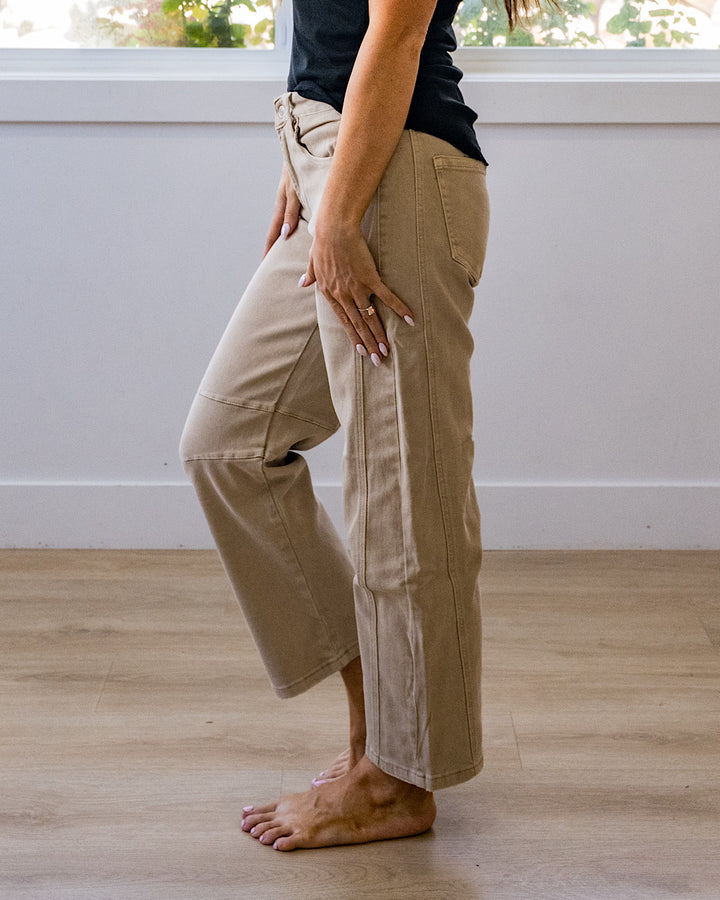 NEW! Alexandra Non Distressed Barrel Jeans - Ash Mocha Zenana