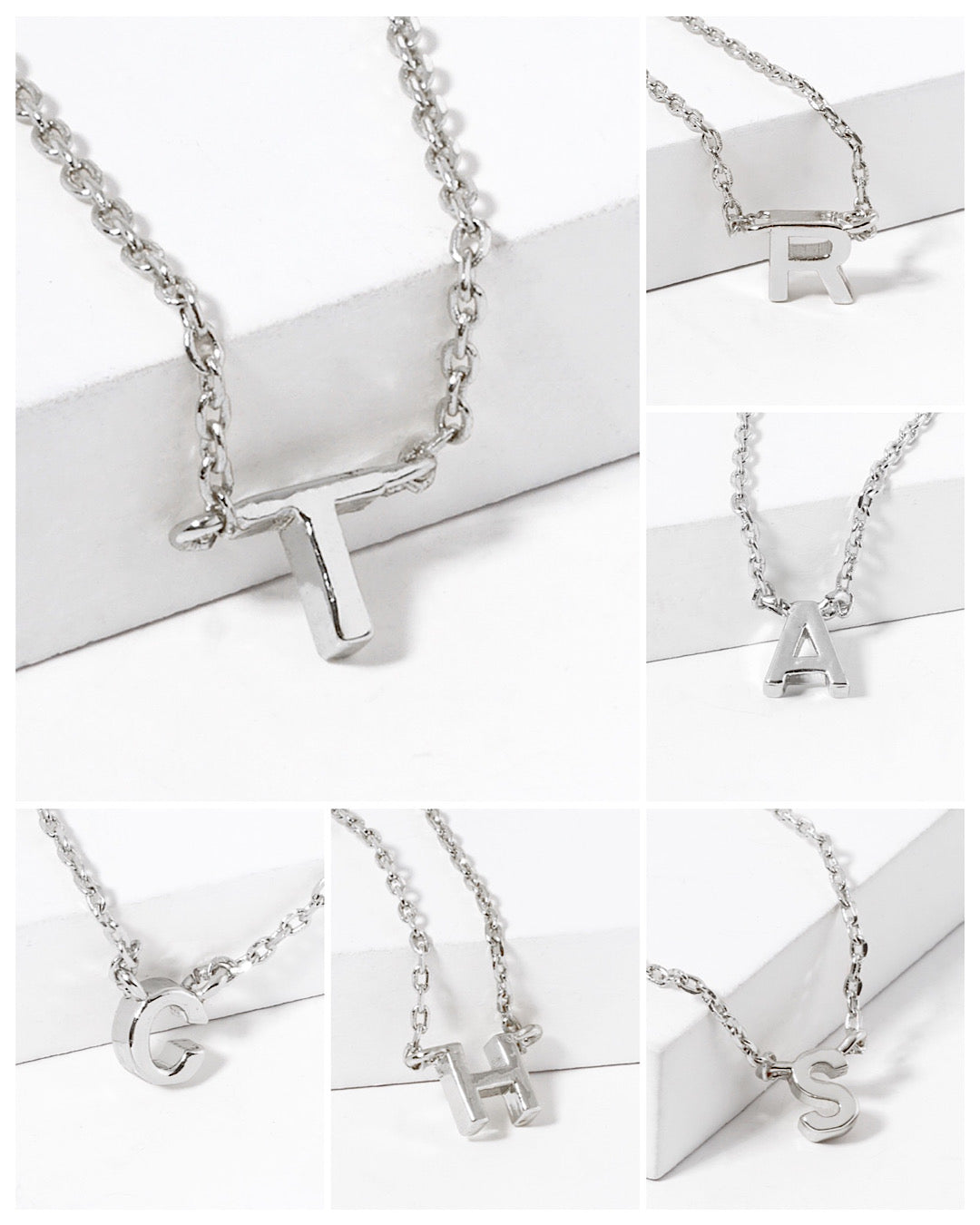 Dainty White Gold Initial Necklace - Pick Your Initial  Trendy Wholesale   