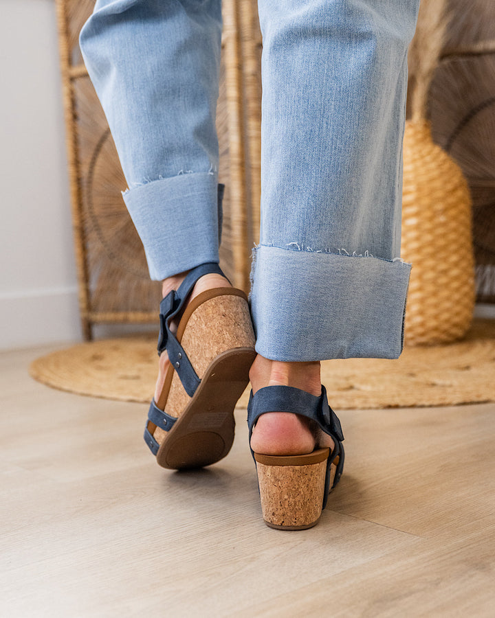 Very G Harriet Cork Wedge Sandals - Navy Very G