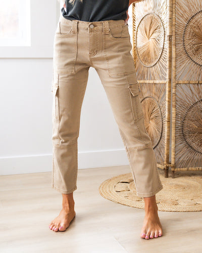 NEW! KanCan Avery Straight Leg Cargo Jeans - Beige  KanCan   