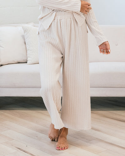 Cream Cable Knit Wide Leg Pants FINAL SALE  Lovely Melody   