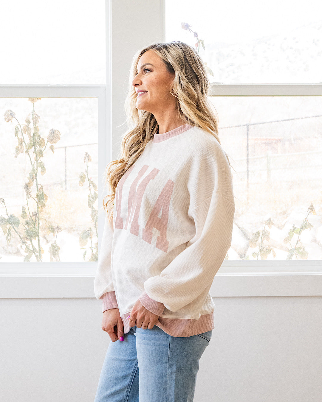 Mama Cloud Knit Long Sleeve Top - Cream & Rose Tres Bien