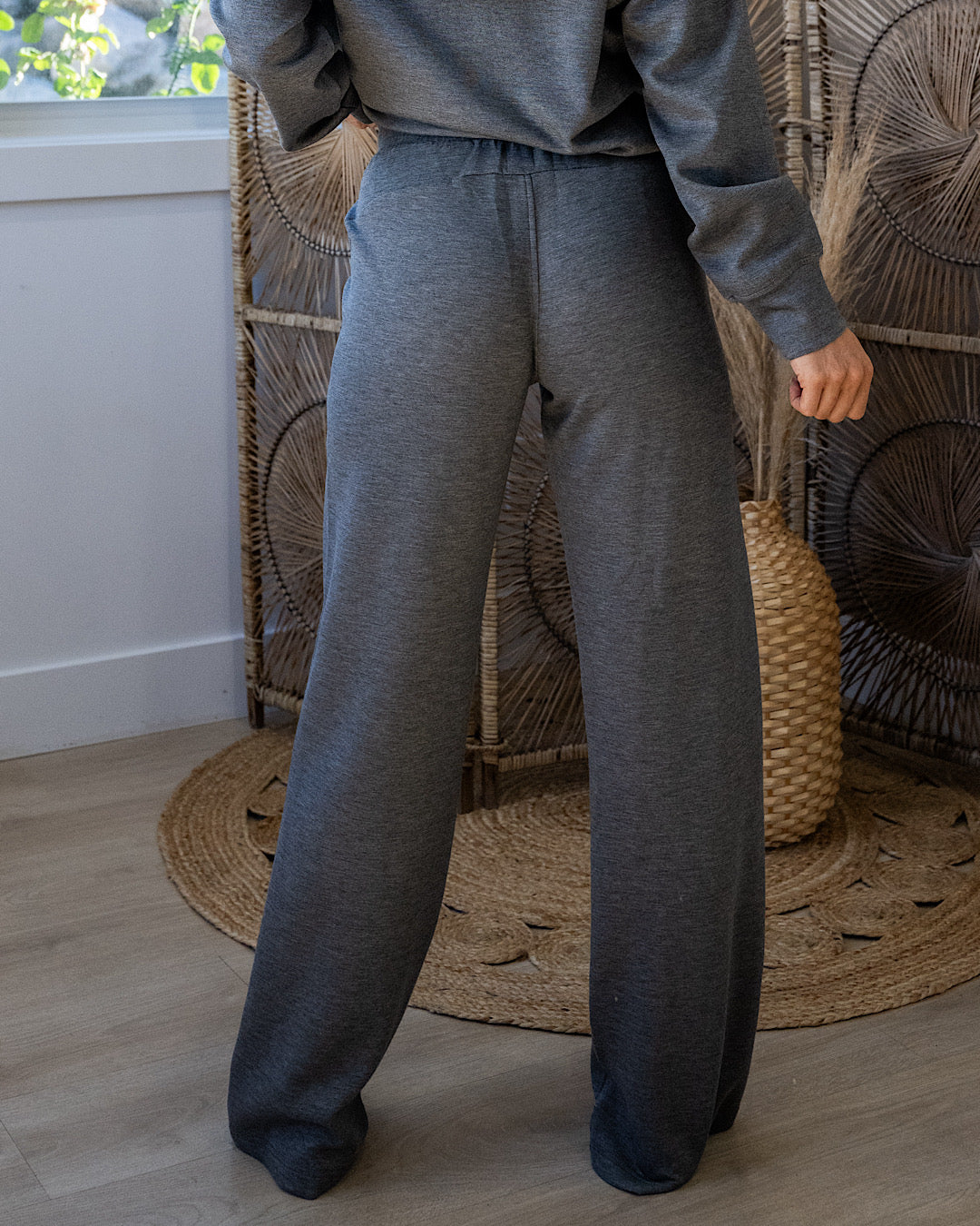 Rae Mode Buttery Soft Scuba Straight Pants - Heather Charcoal