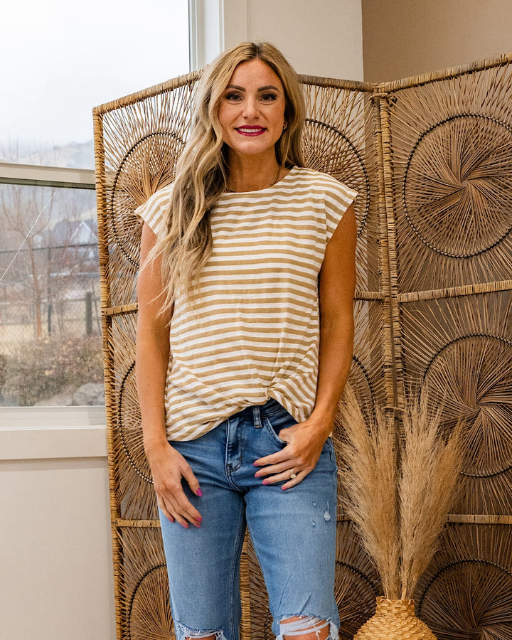 Erin Striped Twist Top - Mocha Staccato