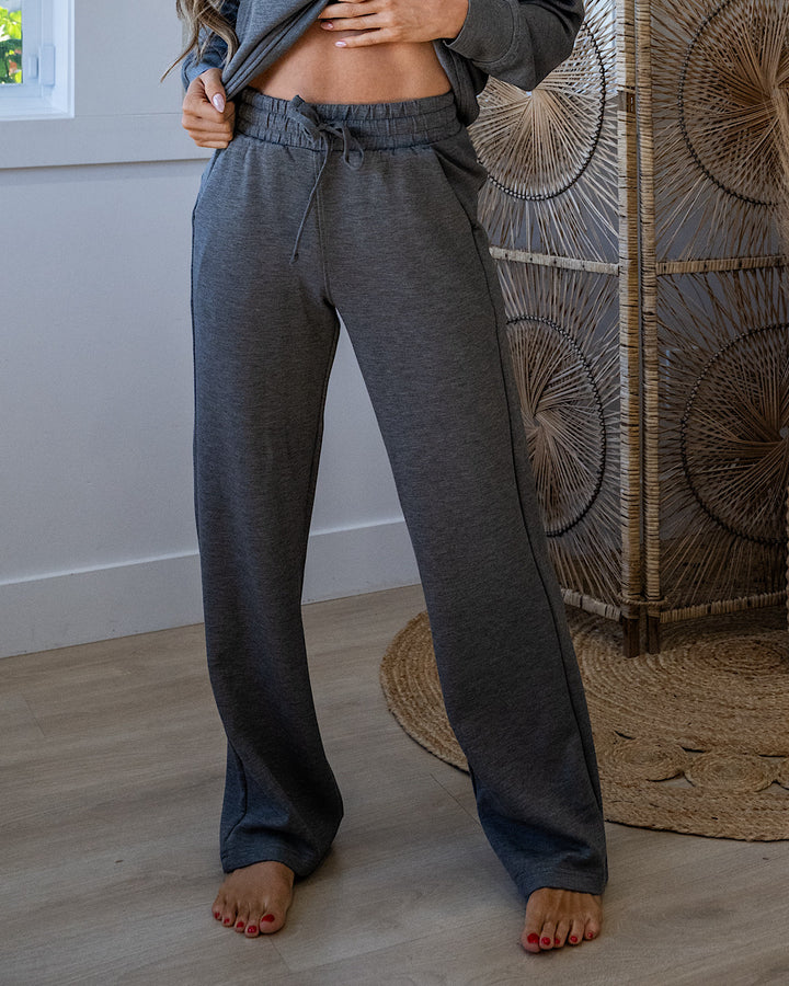 Rae Mode Buttery Soft Scuba Straight Pants - Heather Charcoal