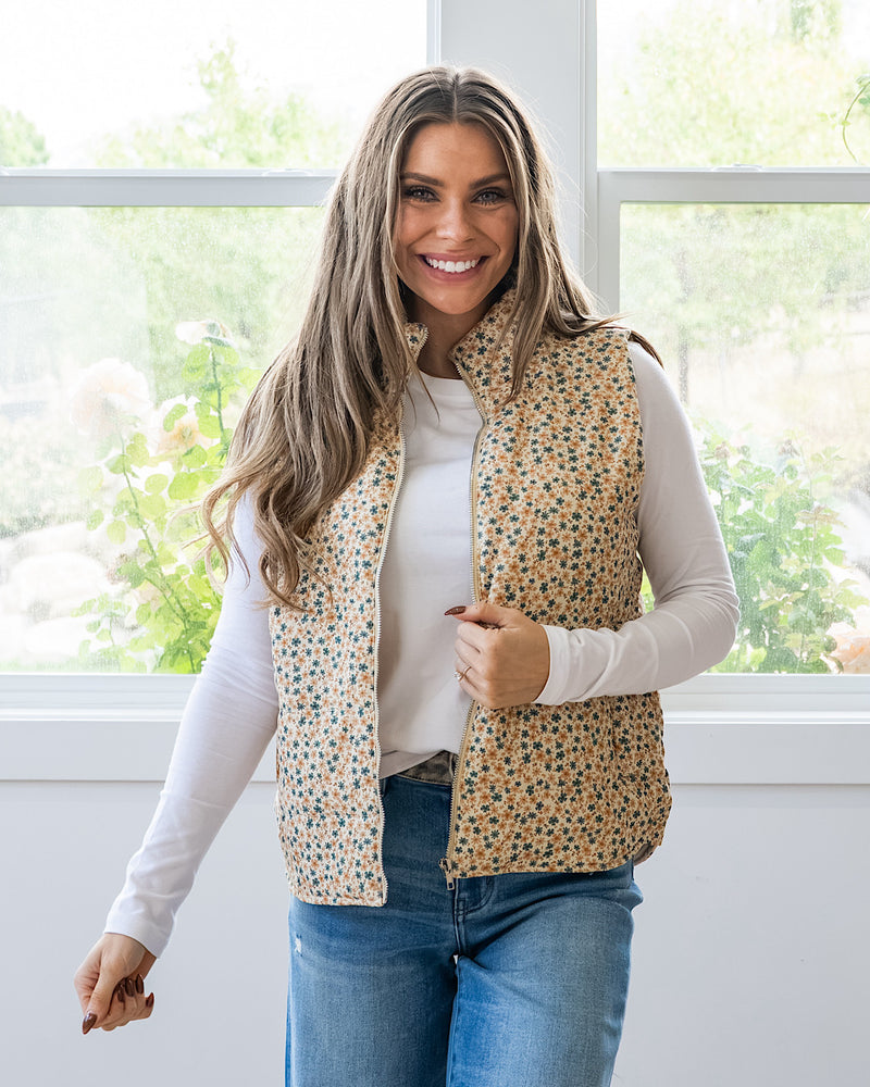 Juliana Floral Print Corduroy Vest - Color Options Availble! Arrow Twenty Two Gold