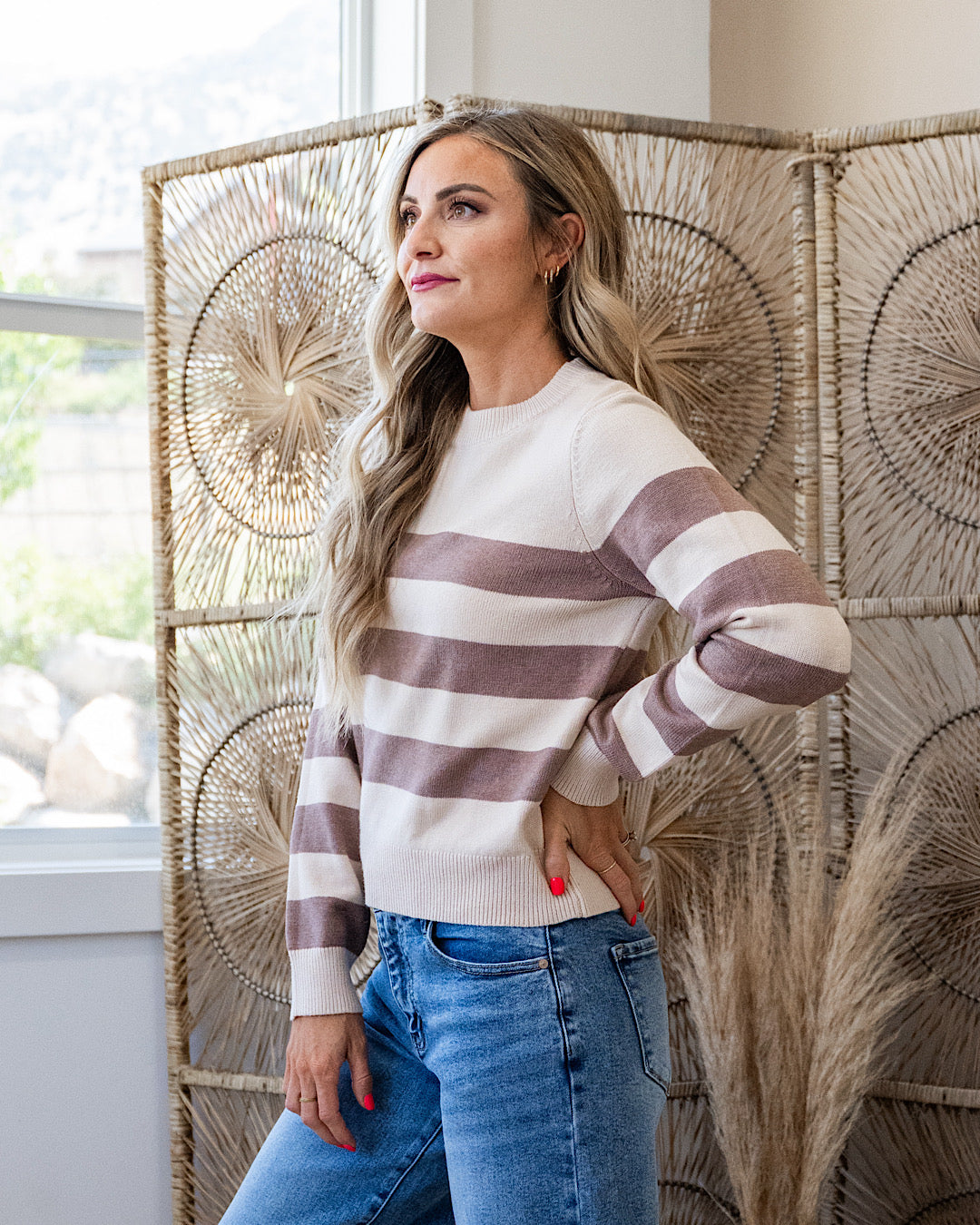 NEW! Gloria Striped Sweater - Cream & Mocha