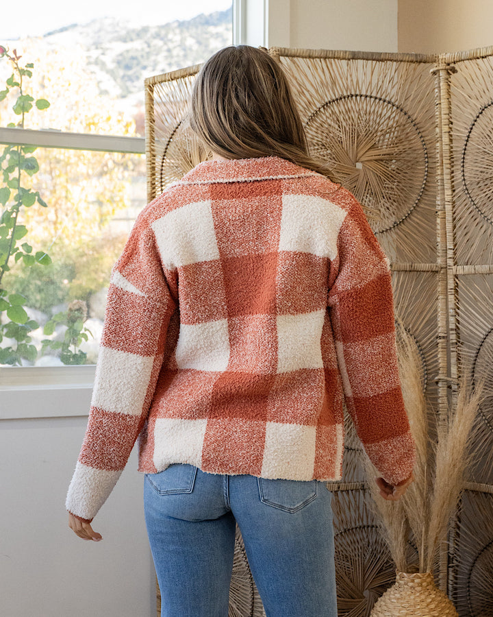 Fall Dreams Plaid Blanket Shacket - Rust