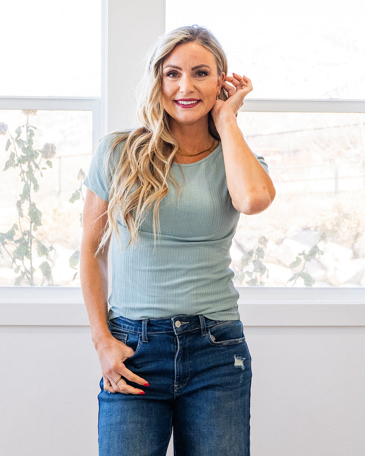 NEW! Breckin Ribbed Top - Seafoam