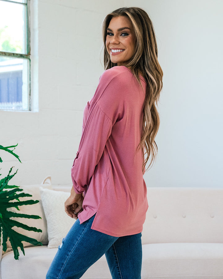 Bexley Mauve Boyfriend 3/4 Sleeve Top FINAL SALE  Sew In Love   