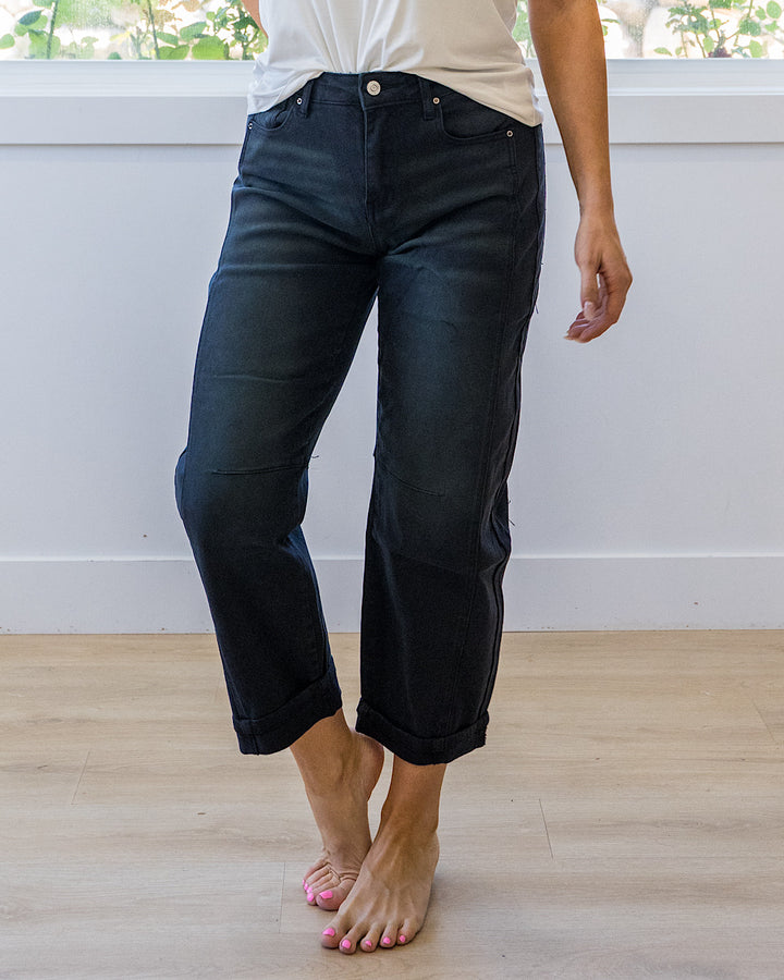 NEW! Alexandra Non Distressed Barrel Jeans - Black