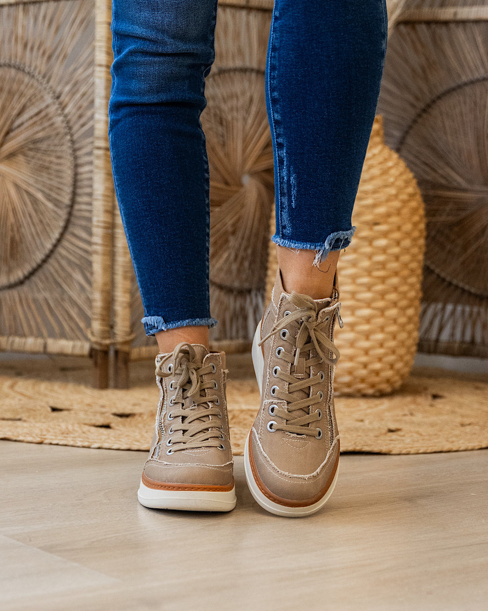 NEW! Blowfish Camden High Top Wedge Sneakers Boots - Desert Khaki Blowfish