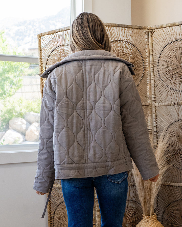 NEW! Promise Me Quilted Puffer Jacket - Earth Gray Be Cool