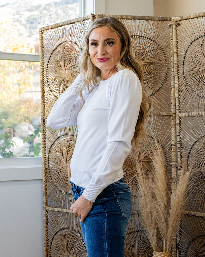 DOORBUSTER! Pleated Shoulder Sweater - White