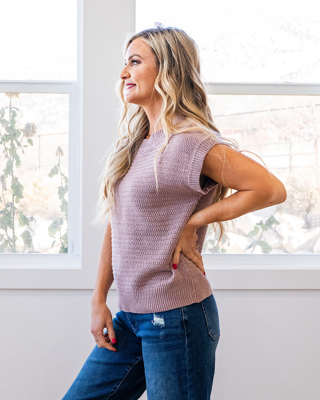 NEW! Blindsided Crochet Knit Top - Lilac