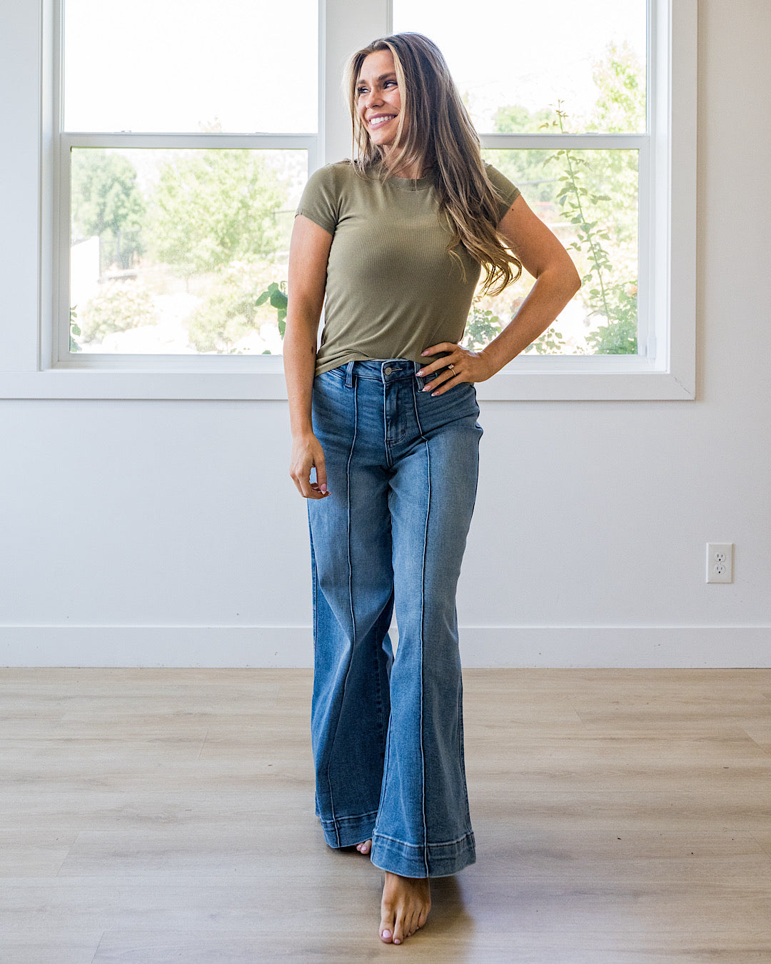 NEW! Cassidy Short Sleeve Ribbed Top - Dark Olive