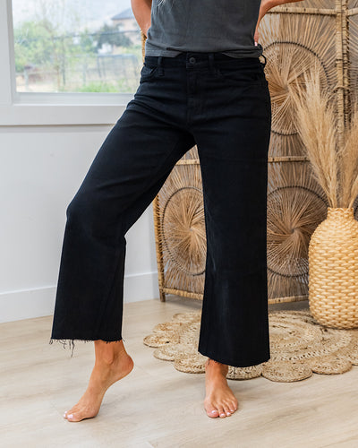 NEW! Vervet Skye Wide Leg Non Distressed Crop Jeans - Black  Vervet   