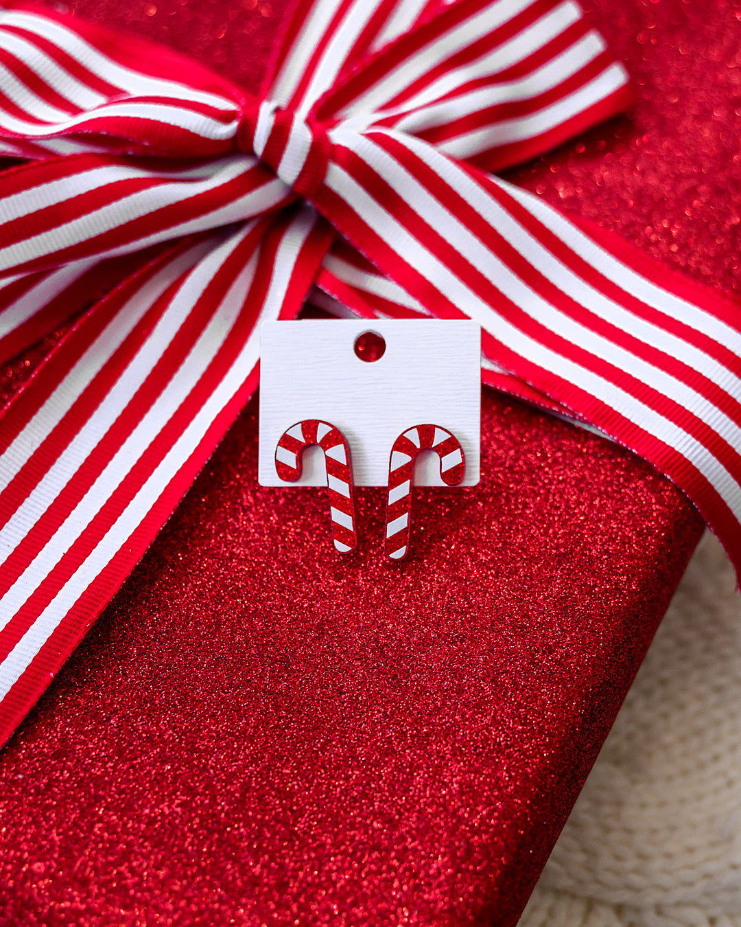 NEW! Shimmery Candy Cane Earrings