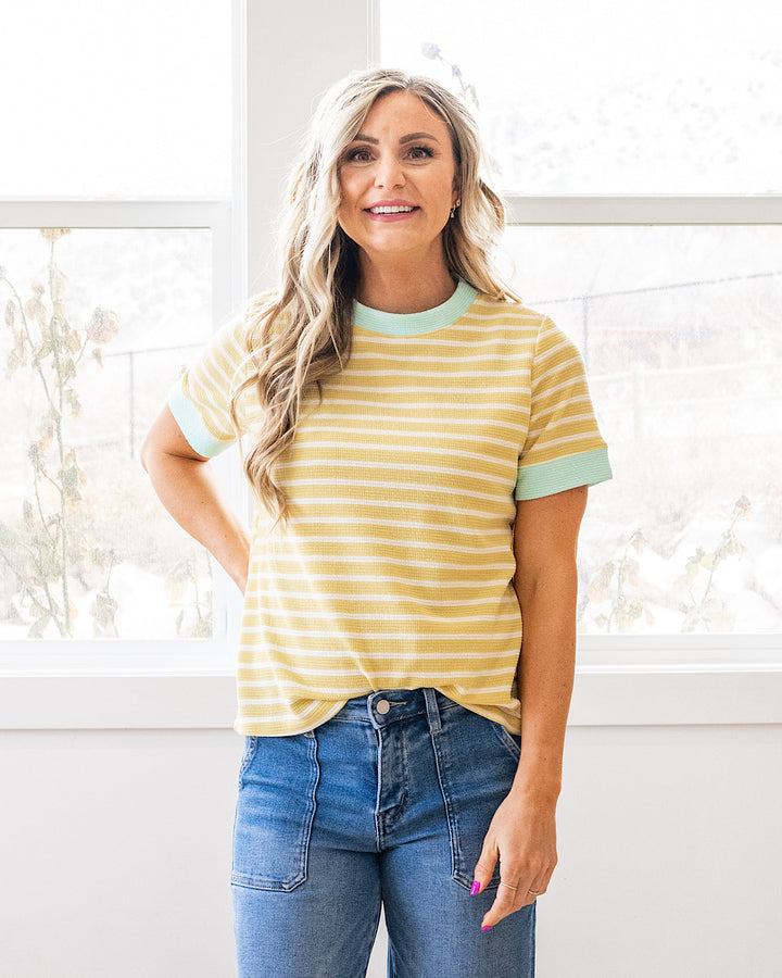 Asher Contrast Striped Cloud Knit Top - Color Options Available!