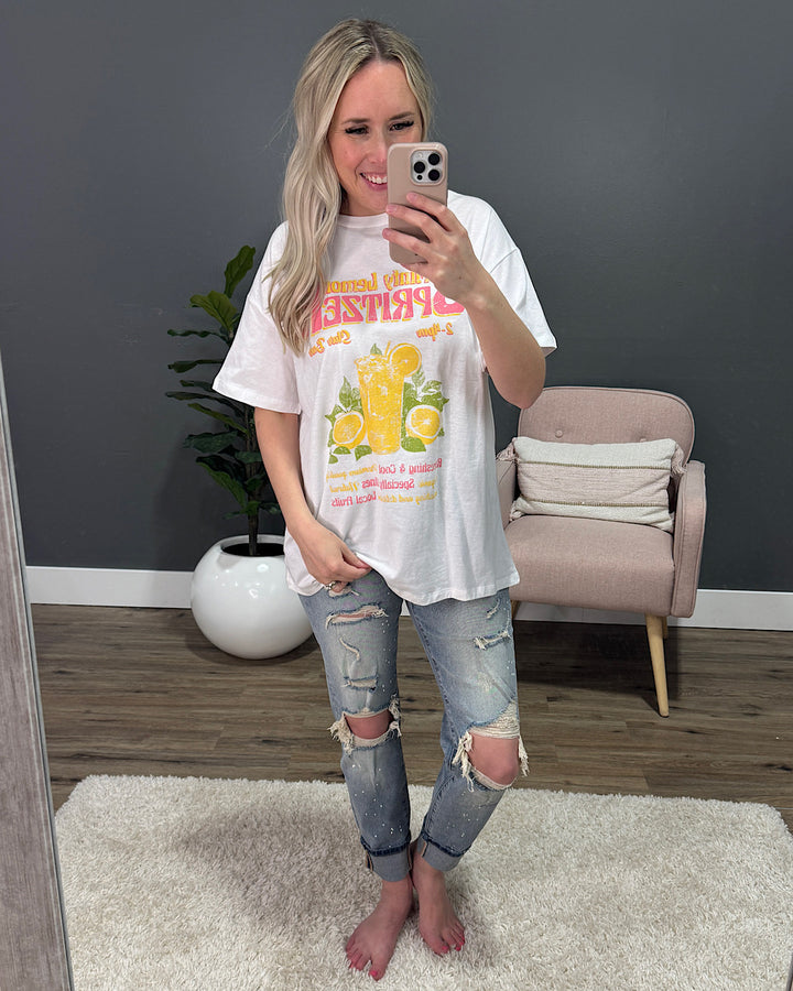 Lemon Spritzer Oversized Tee - White Tres Bien