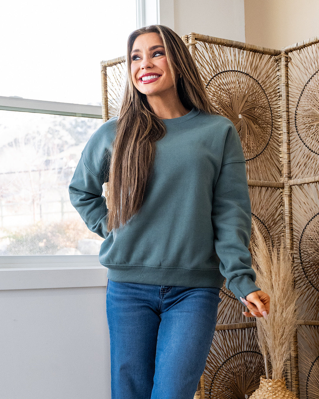 NEW! Cozy Crewneck Sweatshirt - Ash Jade Zenana