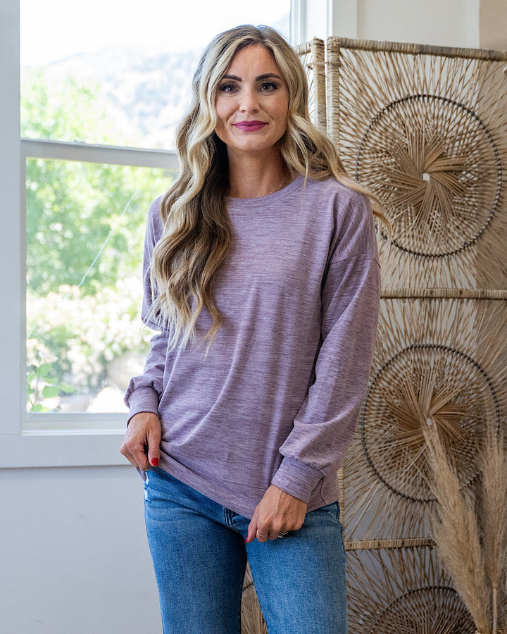 NEW! Another Life Marled Heavy Knit Top - Dusty Lavender