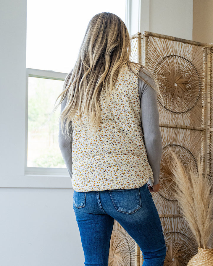 Londyn Ivory Floral Quilted Vest  Staccato   