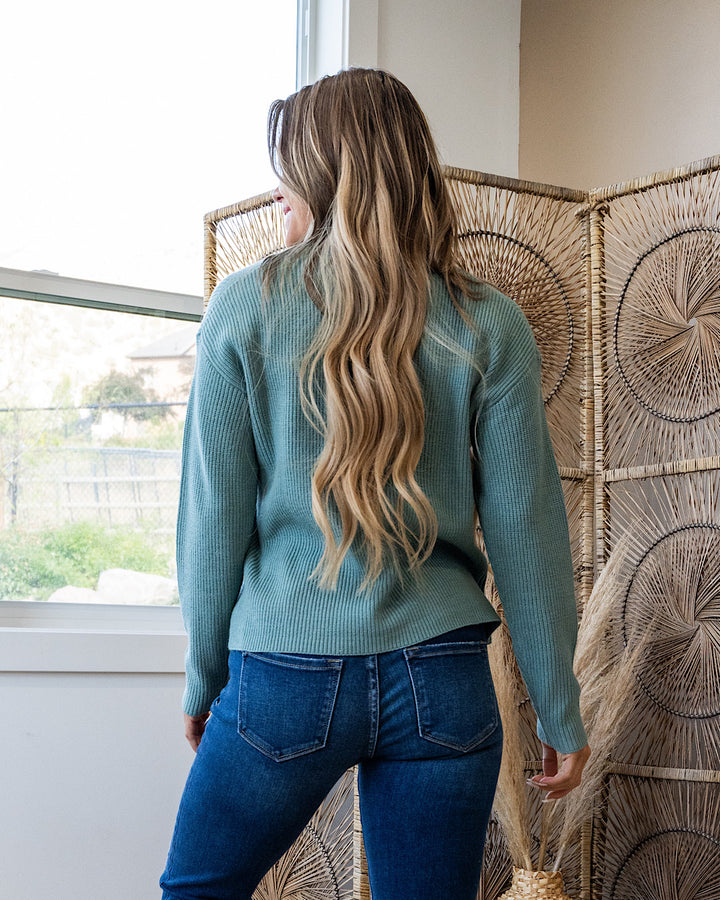 End Game Ribbed Knit Sweater - Teal Green FINAL SALE Be Cool
