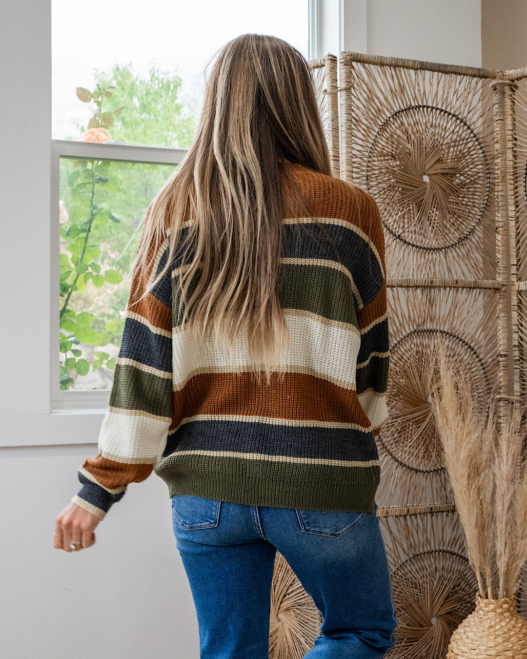 NEW! Autumn Dreams Striped Sweater - Camel and Olive