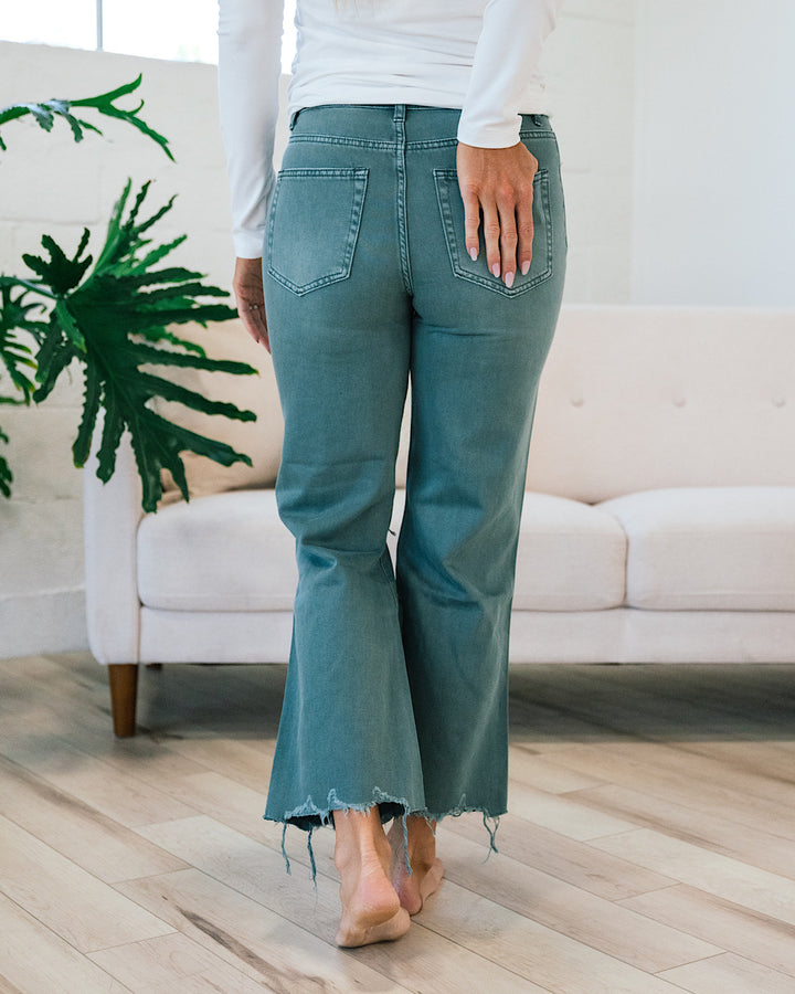 Vervet Mallard Green 90's Crop Flare Jeans FINAL SALE  Vervet   