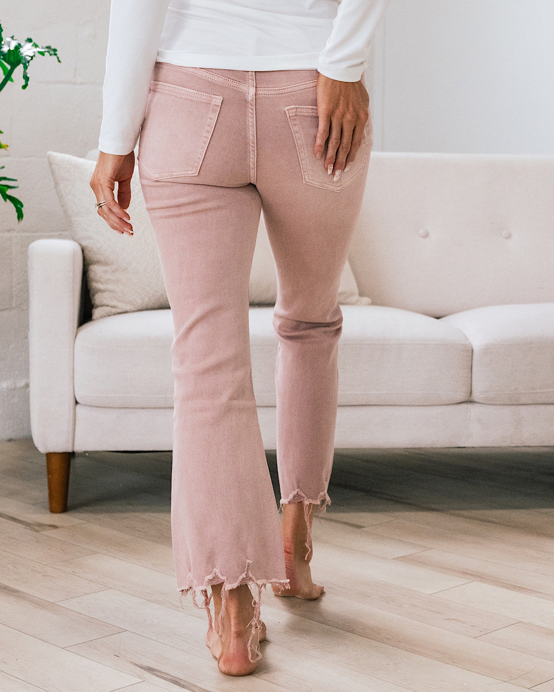 Vervet Light Coral Crop Flare Jeans  Vervet   